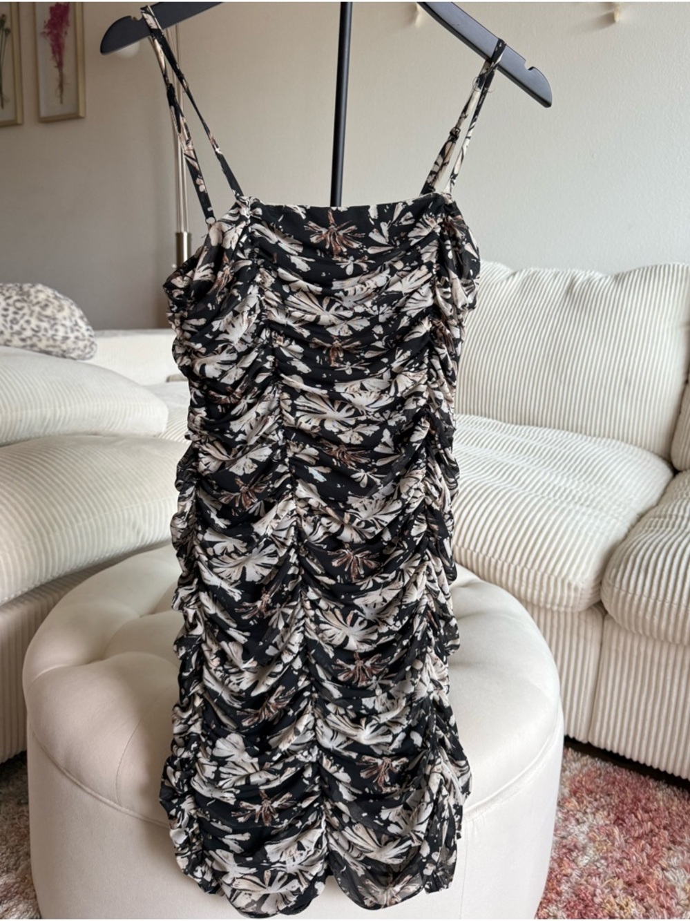 TopShop black white floral spring mini dress